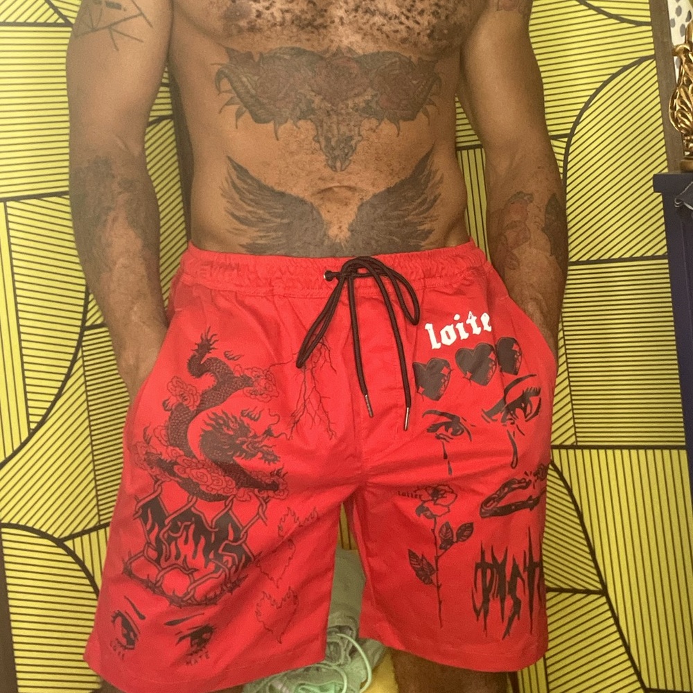 Red Graphic shorts